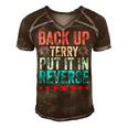 Retro Back Up Terry Put It In Reverse 4Th Of July Fireworks Men's Short Sleeve V-neck 3D Print Retro Tshirt Brown
