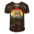 Retro Girl Dad Proud Father Love Dad Of Girls Vintage Men's Short Sleeve V-neck 3D Print Retro Tshirt Brown