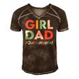 Retro Vintage Girl Dad Outnumbered Funny Fathers Day Men's Short Sleeve V-neck 3D Print Retro Tshirt Brown
