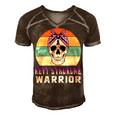 Rett Syndrome Warrior Skull Women Vintage Purple Ribbon Rett Syndrome Rett Syndrome Awareness V2 Men's Short Sleeve V-neck 3D Print Retro Tshirt Brown