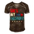 Shes My Firecracker His And Hers 4Th July Matching Couples Men's Short Sleeve V-neck 3D Print Retro Tshirt Brown