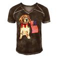 Smart Beagle Patriotic Memorial Day 4Th Of July Usa Flag Men's Short Sleeve V-neck 3D Print Retro Tshirt Brown