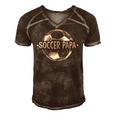 Soccer Papa Family Matching Team Player Gift Sport Lover Dad Men's Short Sleeve V-neck 3D Print Retro Tshirt Brown