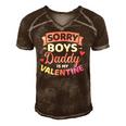 Sorry Boys Daddy Is My Valentines Day Men's Short Sleeve V-neck 3D Print Retro Tshirt Brown