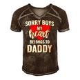Sorry Boys My Heart Belongs To Daddy Kids Valentines Gift Men's Short Sleeve V-neck 3D Print Retro Tshirt Brown