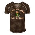 St Patricks Day Drinking Shut Up Liver Youre Fine Men's Short Sleeve V-neck 3D Print Retro Tshirt Brown