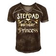 Stepdad Of The Birthday Princess Matching Family Men's Short Sleeve V-neck 3D Print Retro Tshirt Brown