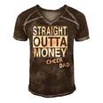Straight Outta Money Cheer Dad Funny Men's Short Sleeve V-neck 3D Print Retro Tshirt Brown