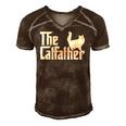 The Catfather Funny Cat Dad For Men Cat Lover Gifts Men's Short Sleeve V-neck 3D Print Retro Tshirt Brown