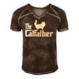 The Catfather Persian Cat Lover Funny Father Cat Dad Men's Short Sleeve V-neck 3D Print Retro Tshirt Brown