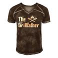 The Grillfather Funny Bbq Dad Bbq Grill Dad Grilling Men's Short Sleeve V-neck 3D Print Retro Tshirt Brown