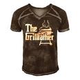 The Grillfather Pitmaster Bbq Lover Smoker Grilling Dad Men's Short Sleeve V-neck 3D Print Retro Tshirt Brown