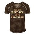 Theres No Buddy Like My Grandson Matching Grandpa Men's Short Sleeve V-neck 3D Print Retro Tshirt Brown