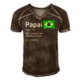 This Definition Of Papai Brazilian Father Brazil Flag Classic Men's Short Sleeve V-neck 3D Print Retro Tshirt Brown
