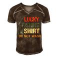 This Is My Lucky Fishing Do Not Wash Funny Fisherman Men's Short Sleeve V-neck 3D Print Retro Tshirt Brown