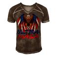 Ultra Maga Eagle Make America Great Aga Men's Short Sleeve V-neck 3D Print Retro Tshirt Brown