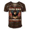 Ultra Maga Eagle Vintage Men's Short Sleeve V-neck 3D Print Retro Tshirt Brown