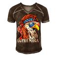 Ultra Maga Trump Sunglasses Eagle Head Usa Flag Bandana Men's Short Sleeve V-neck 3D Print Retro Tshirt Brown