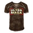 Ultra Maga United State Flag V3 Men's Short Sleeve V-neck 3D Print Retro Tshirt Brown