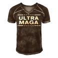 Ultra Maga United State Flag V4 Men's Short Sleeve V-neck 3D Print Retro Tshirt Brown