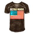 Ultra Maga Us Flag V2 Men's Short Sleeve V-neck 3D Print Retro Tshirt Brown