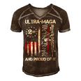 Ultra Maga We The People Proud Republican Usa Flag Men's Short Sleeve V-neck 3D Print Retro Tshirt Brown