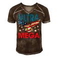 Ultra Mega Eagle Men's Short Sleeve V-neck 3D Print Retro Tshirt Brown