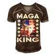 Ultra Mega King Trump Vintage American Us Flag Anti Biden Men's Short Sleeve V-neck 3D Print Retro Tshirt Brown