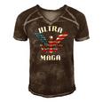Ultra Mega No Baby Formula Biden Usa Flag Eagle On Back Men's Short Sleeve V-neck 3D Print Retro Tshirt Brown