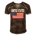 United States Flag Cool Usa American Flags Top Tee Men's Short Sleeve V-neck 3D Print Retro Tshirt Brown
