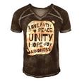 Unity Day Orange Peace Love Spread Kindness Gift Men's Short Sleeve V-neck 3D Print Retro Tshirt Brown