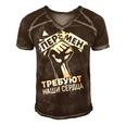 Viktor Tsoi - Peremen Trebuyut Nashi Serdtsa Men's Short Sleeve V-neck 3D Print Retro Tshirt Brown