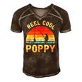 Vintage Reel Cool Poppy Fish Fishing Fathers Day Gift Classic Men's Short Sleeve V-neck 3D Print Retro Tshirt Brown