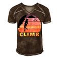 Vintage Retro Rock Climber 174 Shirt Men's Short Sleeve V-neck 3D Print Retro Tshirt Brown