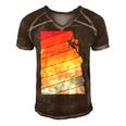 Vintage Retro Rock Climber 180 Shirt Men's Short Sleeve V-neck 3D Print Retro Tshirt Brown