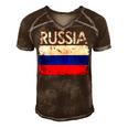 Vintage Russia Russian Flag Pride 500 Trending Shirt Men's Short Sleeve V-neck 3D Print Retro Tshirt Brown