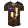 Vintage Usa Flag Proud Us Navy Daughter Veteran Military Men's Short Sleeve V-neck 3D Print Retro Tshirt Brown