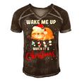 Wake Me Up When Its Christmas 819 Shirt Men's Short Sleeve V-neck 3D Print Retro Tshirt Brown