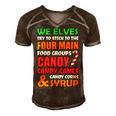 We Elves Try To Stick To The Four Main Food Groups Funny Christmas 608 Trending Shirt Men's Short Sleeve V-neck 3D Print Retro Tshirt Brown