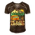 We Sleep Funny Camping Men's Short Sleeve V-neck 3D Print Retro Tshirt Brown