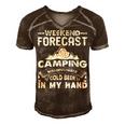 Weekend Forecast Camping 716 Trending Shirt Men's Short Sleeve V-neck 3D Print Retro Tshirt Brown