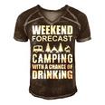 Weekend Forecast Camping With A Chance 21 Shirt Men's Short Sleeve V-neck 3D Print Retro Tshirt Brown