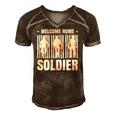 Welcome Home Soldier - Usa Warrior Hero Military Men's Short Sleeve V-neck 3D Print Retro Tshirt Brown
