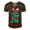 What Happens At Camp Stays At Camp Shirt Kids Camping Pink Men's Short Sleeve V-neck 3D Print Retro Tshirt Brown