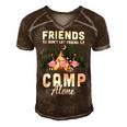 Womens Friends Dont Let Friends Camp Alone Wine Camping Flamingo T Shirt Men's Short Sleeve V-neck 3D Print Retro Tshirt Brown