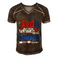 Womens Red White And Boozy Alcohol Booze 4Th Of July Beer Party Men's Short Sleeve V-neck 3D Print Retro Tshirt Brown
