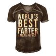 Worlds Best Farter I Mean Father Funny Fathers Day Husband Fathers Day Gif Men's Short Sleeve V-neck 3D Print Retro Tshirt Brown
