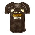 Worlds Greatest Camper Funny Camping Gift Camp T Shirt Men's Short Sleeve V-neck 3D Print Retro Tshirt Brown