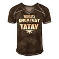 Worlds Greatest Tatay - Filipino Flag Men's Short Sleeve V-neck 3D Print Retro Tshirt Brown