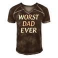 Worst Dad Ever - Fathers Day Men's Short Sleeve V-neck 3D Print Retro Tshirt Brown